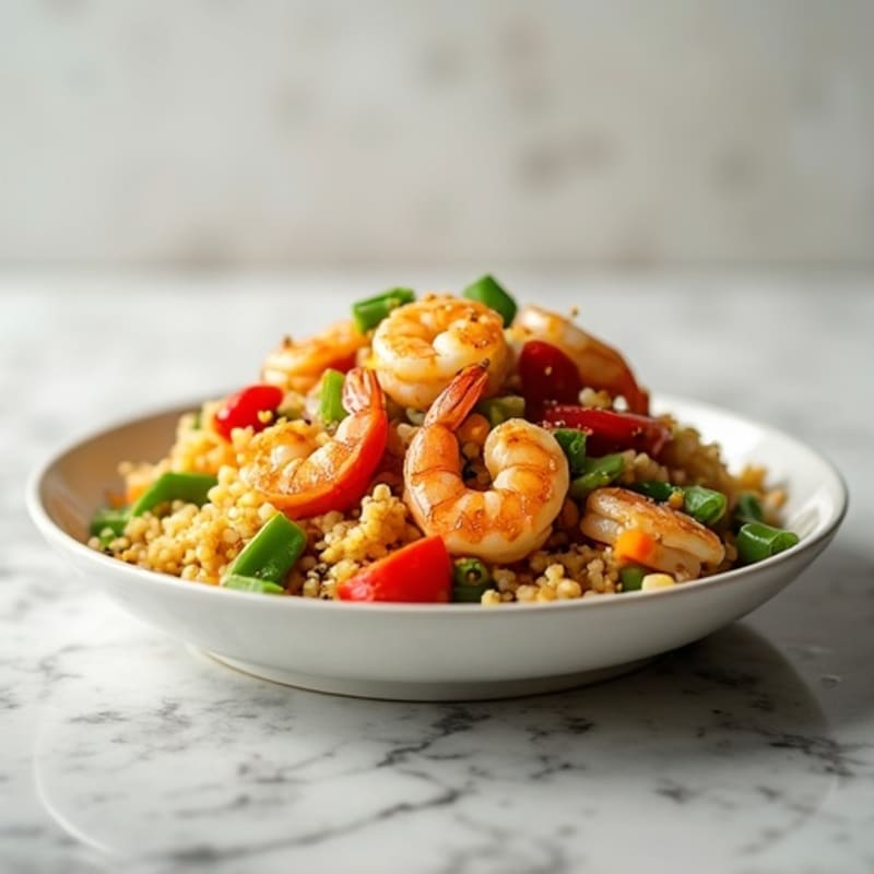 Cauliflower Rice Shrimp Stir-Fry with Fresh Vegetables