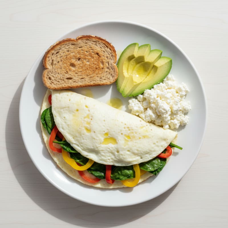 Egg White Vegetable Omelet with Cottage Cheese