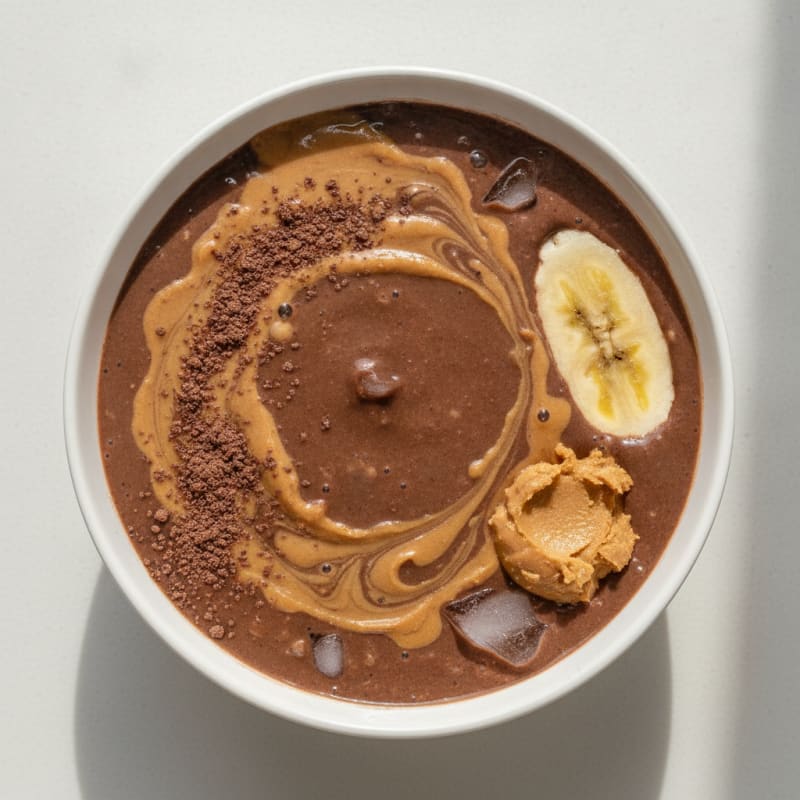 Chocolate Protein Shake with Peanut Butter Swirl