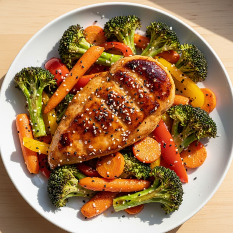 Crispy Teriyaki Chicken with Roasted Vegetables