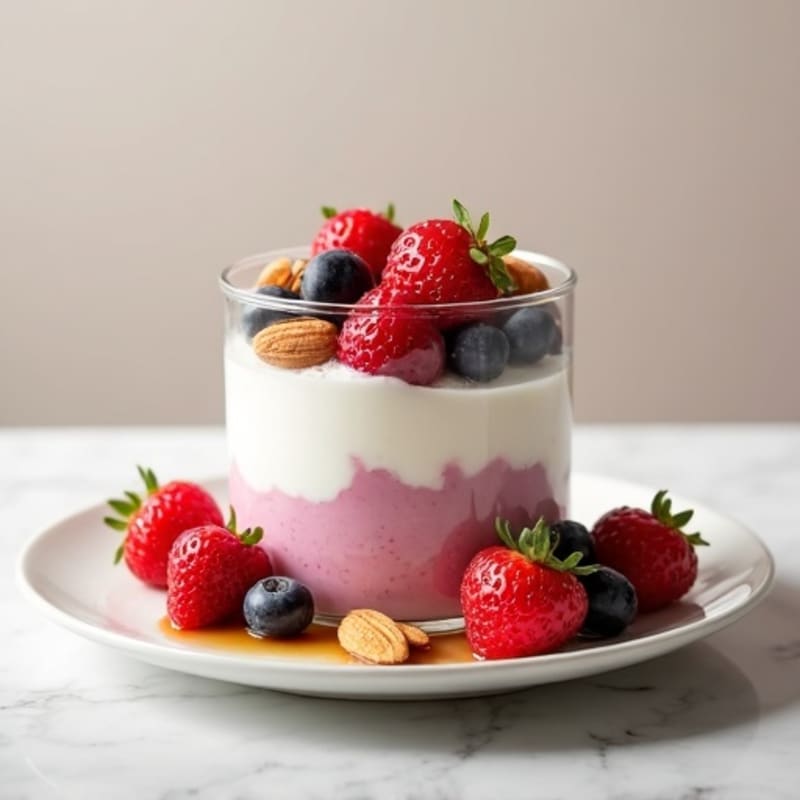 Greek Yogurt Protein Parfait with Mixed Berries and Almonds