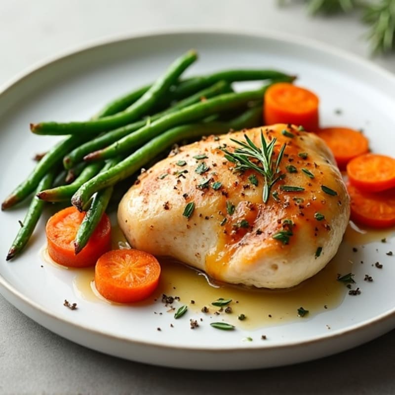 Herb-Roasted Chicken with Roasted Carrots and Green Beans
