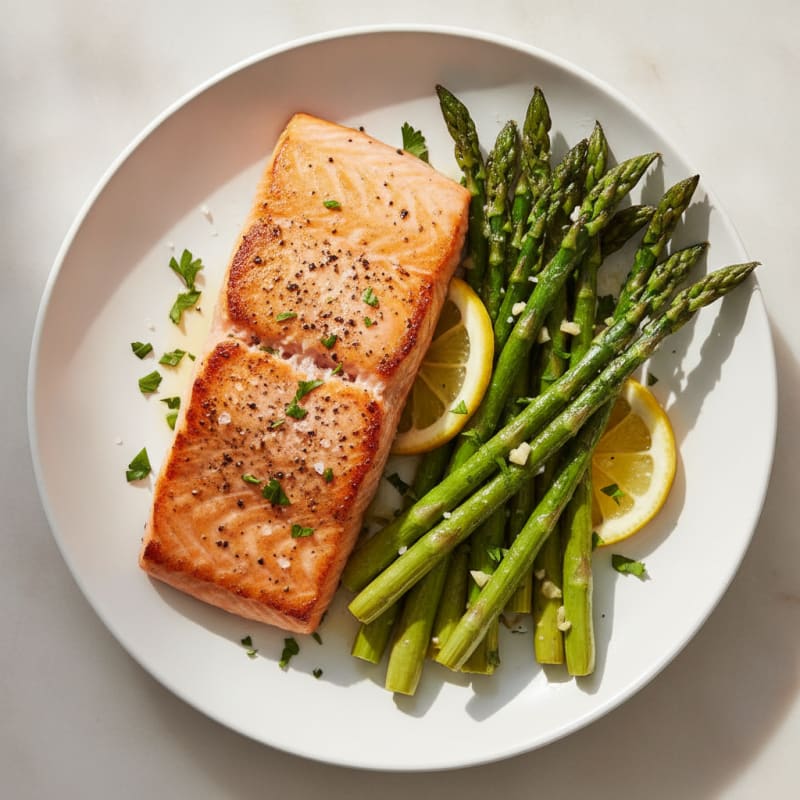Pan-Seared Salmon with Roasted Asparagus