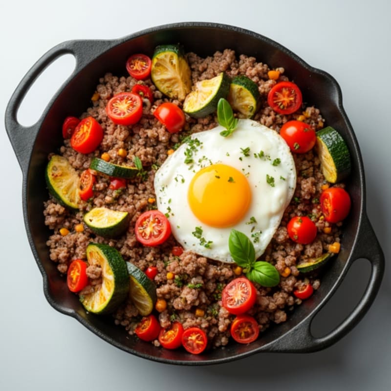 Herb-Seasoned Lean Ground Beef Skillet with Roasted Vegetables