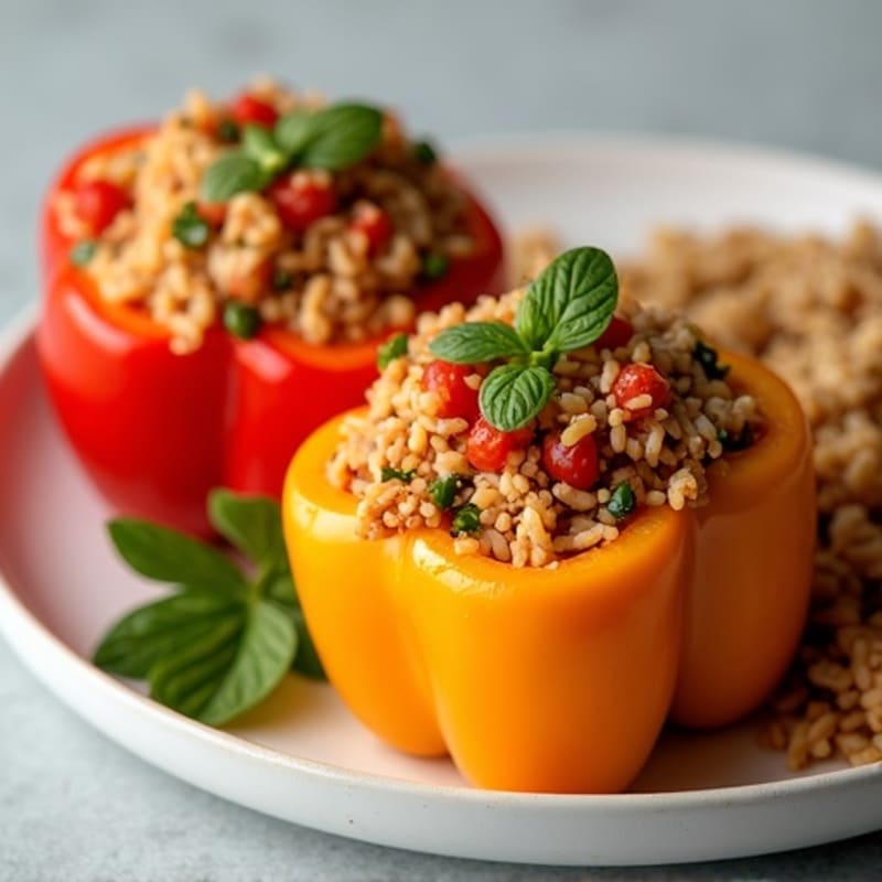 Baked Stuffed Bell Peppers with Lean Ground Turkey and Brown Rice