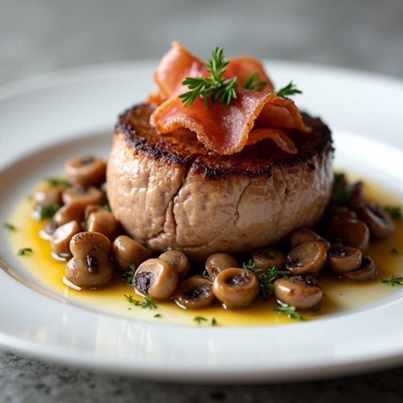 Healthy Beef Tenderloin with Mushroom Duxelles and Crispy Prosciutto