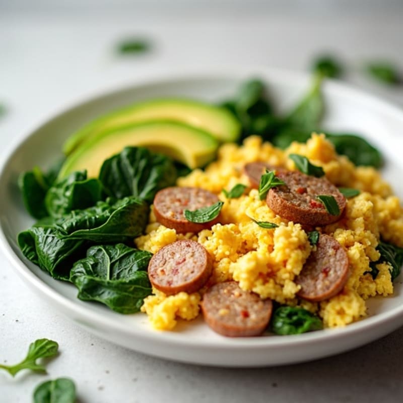 Egg White and Turkey Sausage Scramble with Spinach