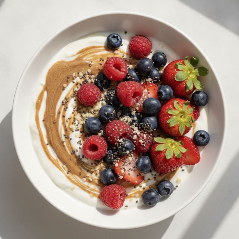 Creamy Greek Yogurt Bowl with Mixed Berries and Chia Seeds