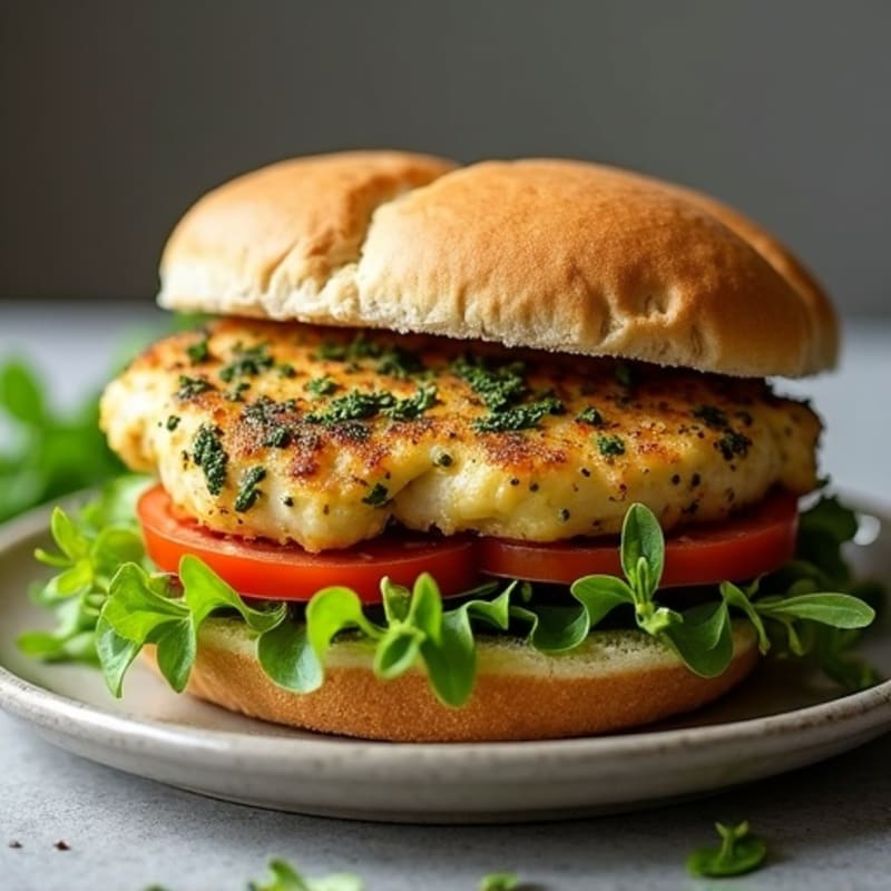 Herb-Crusted Pesto Chicken Sandwich with Fresh Greens