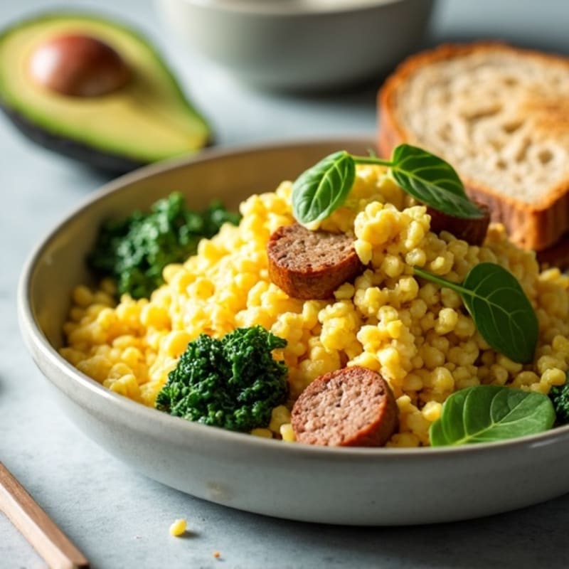 Egg White and Turkey Sausage Scramble with Spinach