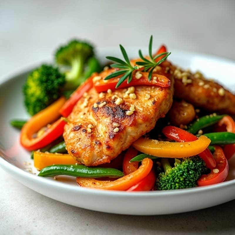 Crispy Ginger-Garlic Chicken Stir-Fry with Fresh Vegetables
