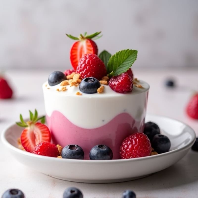 Greek Yogurt Protein Mousse with Mixed Berries