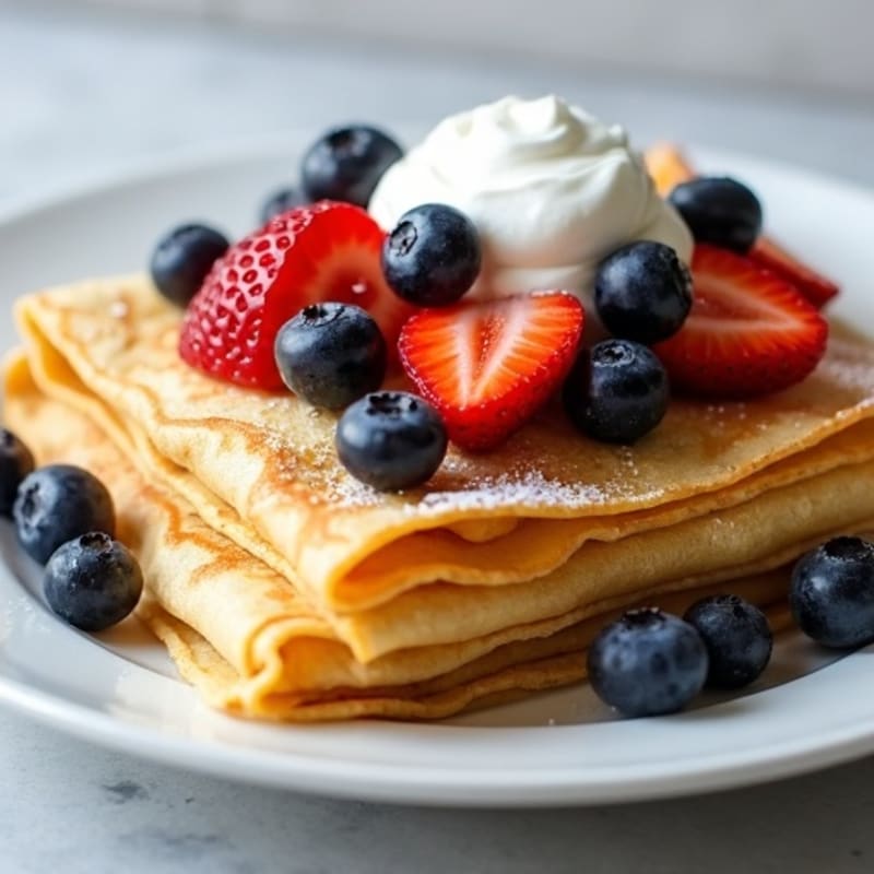 Fluffy High-Protein Crepes with Fresh Berries and Greek Yogurt