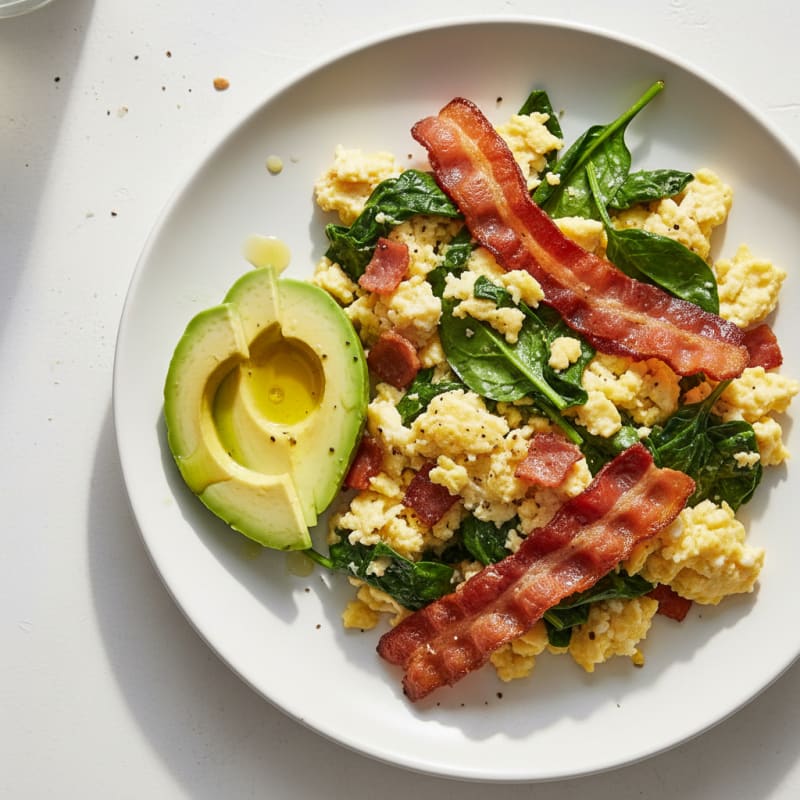 Egg White Scramble with Spinach and Turkey Bacon