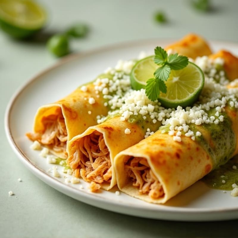 Salsa Verde Shredded Chicken Enchiladas