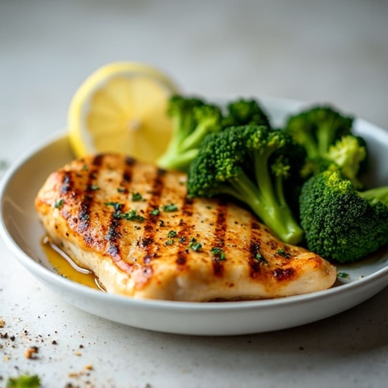 Lemon Garlic Pan-Seared Chicken with Roasted Broccoli