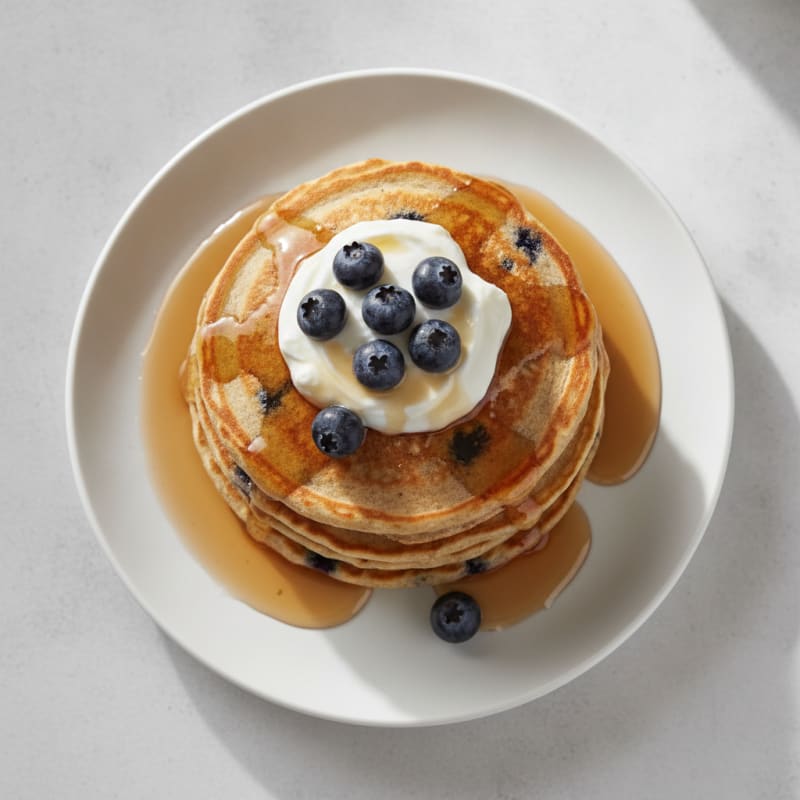 Fluffy Buttermilk Pancakes with Maple Syrup