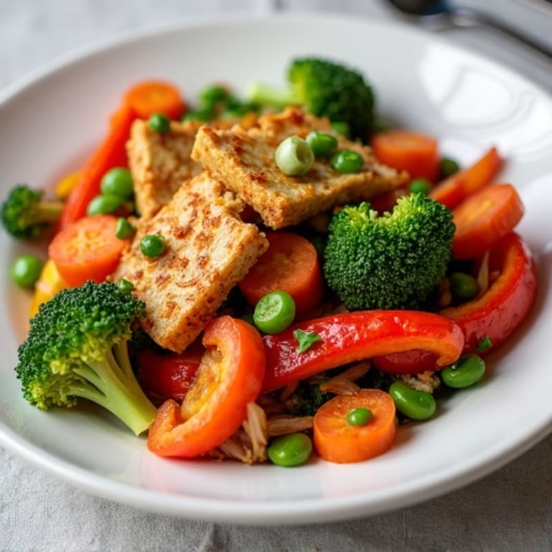 Crispy Maple Glazed Tempeh Stir-Fry with Fresh Vegetables