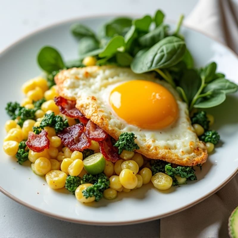 Cottage Cheese Scramble with Spinach and Turkey Bacon
