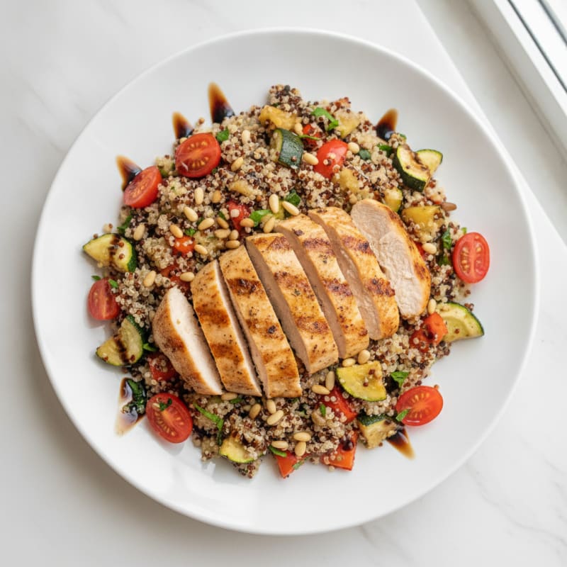 Grilled Chicken and Quinoa Salad with Roasted Vegetables