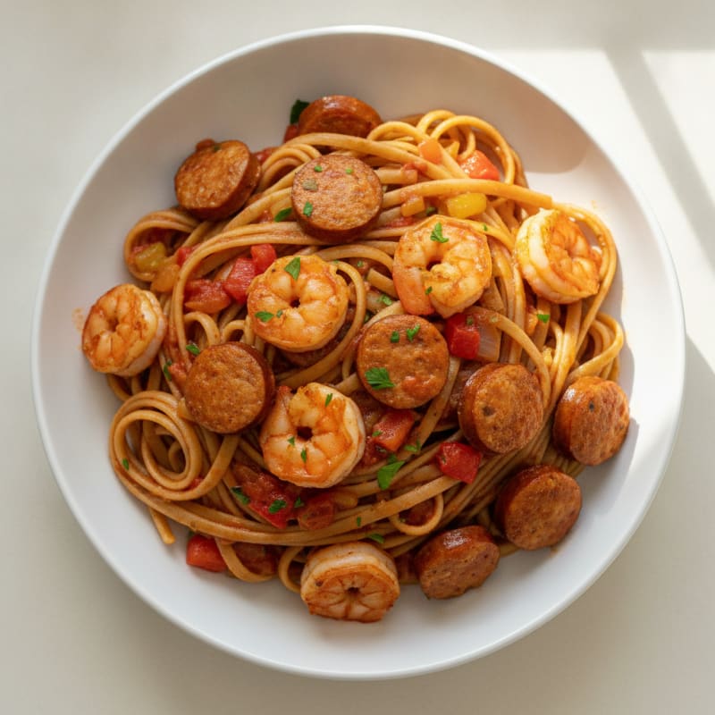 Cajun Shrimp Linguine with Andouille Sausage