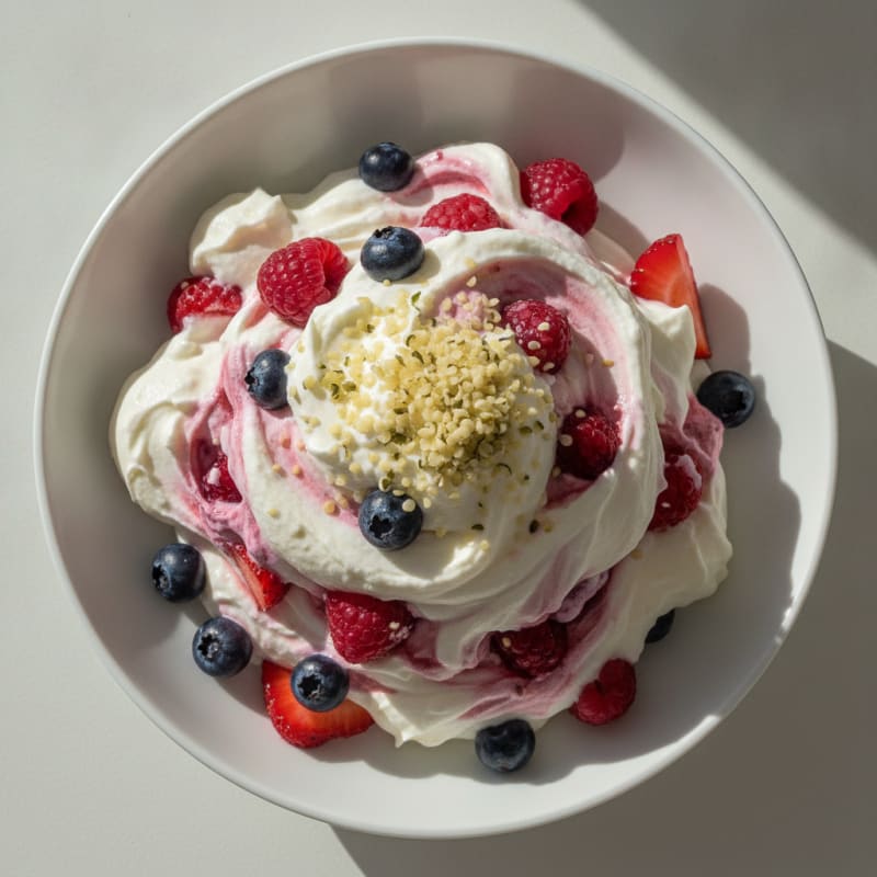Greek Yogurt Protein Mousse with Mixed Berries