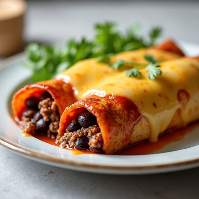 Lean Beef and Black Bean Enchiladas with Melted Cheese
