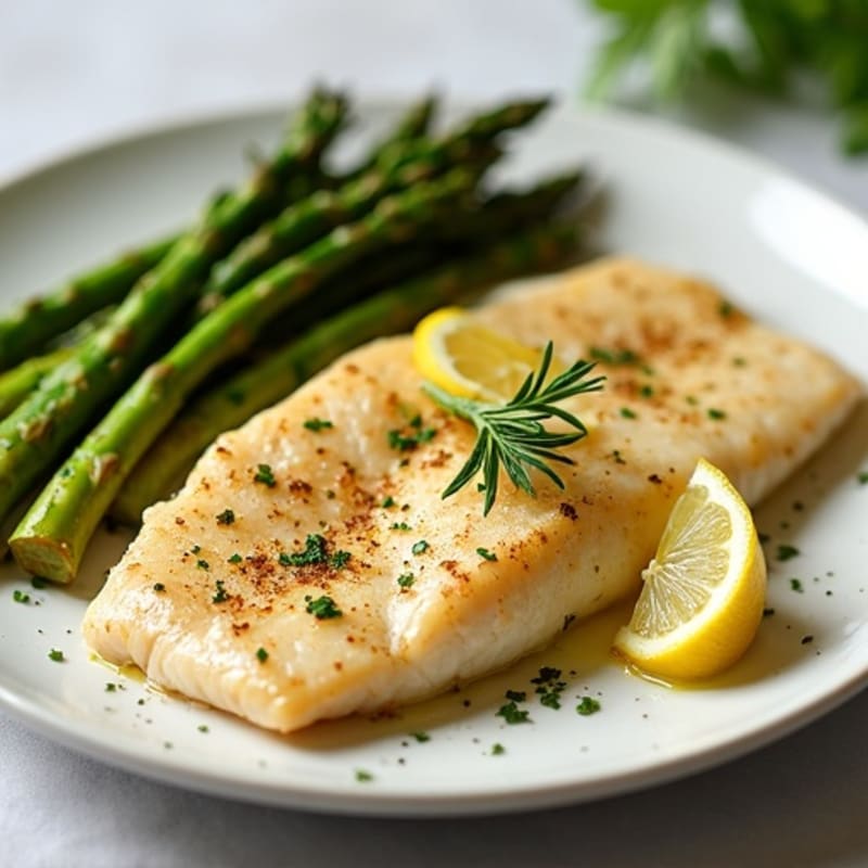 Pan-Seared Lemon Garlic Tilapia with Roasted Asparagus