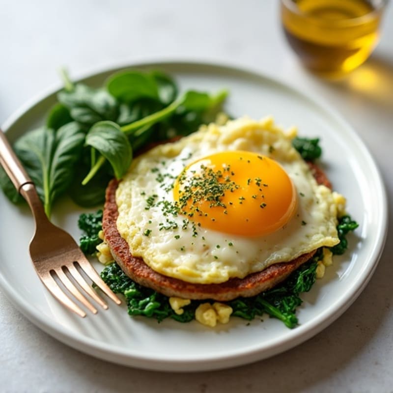 Egg White and Turkey Sausage Scramble with Sautéed Spinach