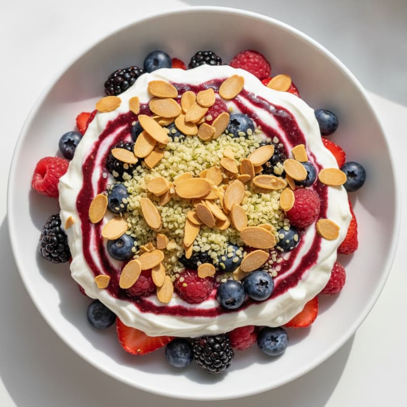 Greek Yogurt Protein Parfait with Mixed Berries