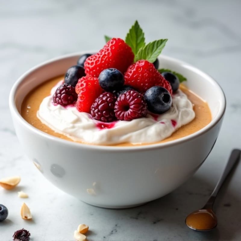 Creamy Greek Yogurt Protein Bowl with Mixed Berries and Almond Butter