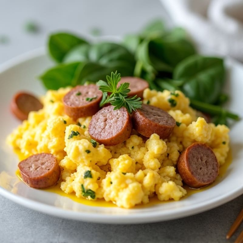Egg White and Turkey Sausage Scramble with Spinach