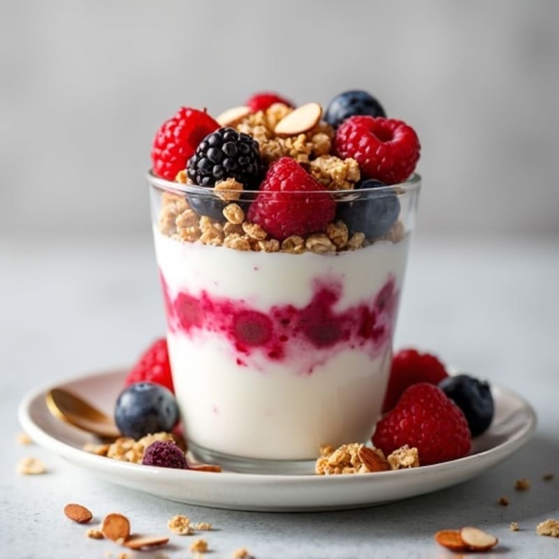 Greek Yogurt Protein Parfait with Mixed Berries