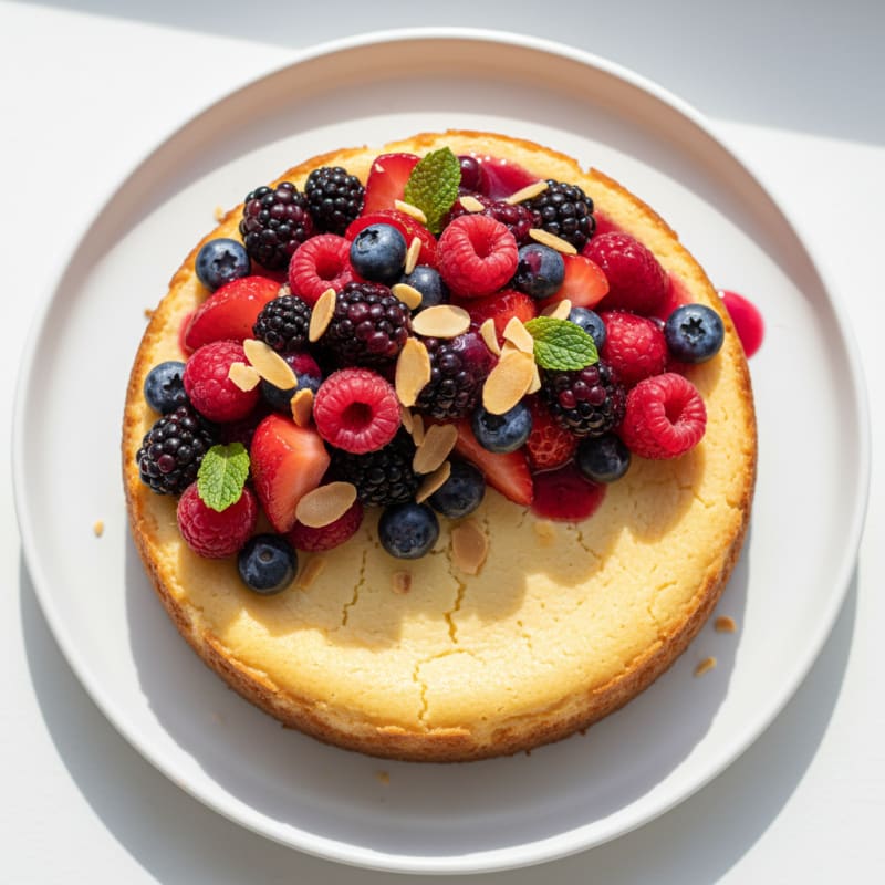 Greek Yogurt Protein Cheesecake with Mixed Berries