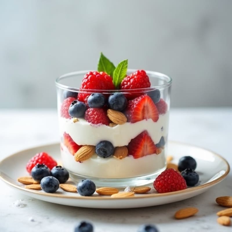 Cottage Cheese Berry Parfait with Almonds