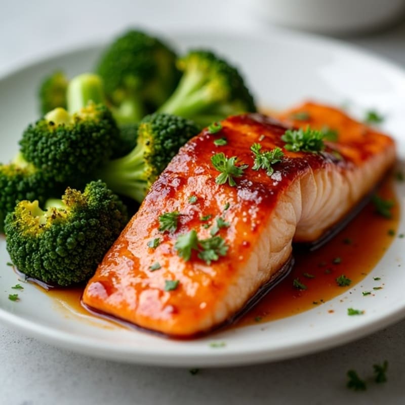 Crispy Teriyaki Glazed Salmon with Roasted Broccoli
