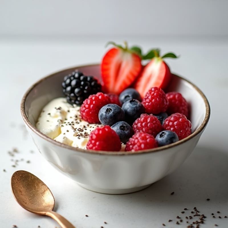 Cottage Cheese Berry Bowl with Chia Seeds