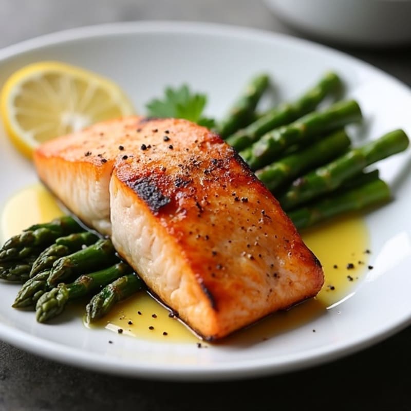 Pan-Seared Crispy Salmon with Roasted Asparagus