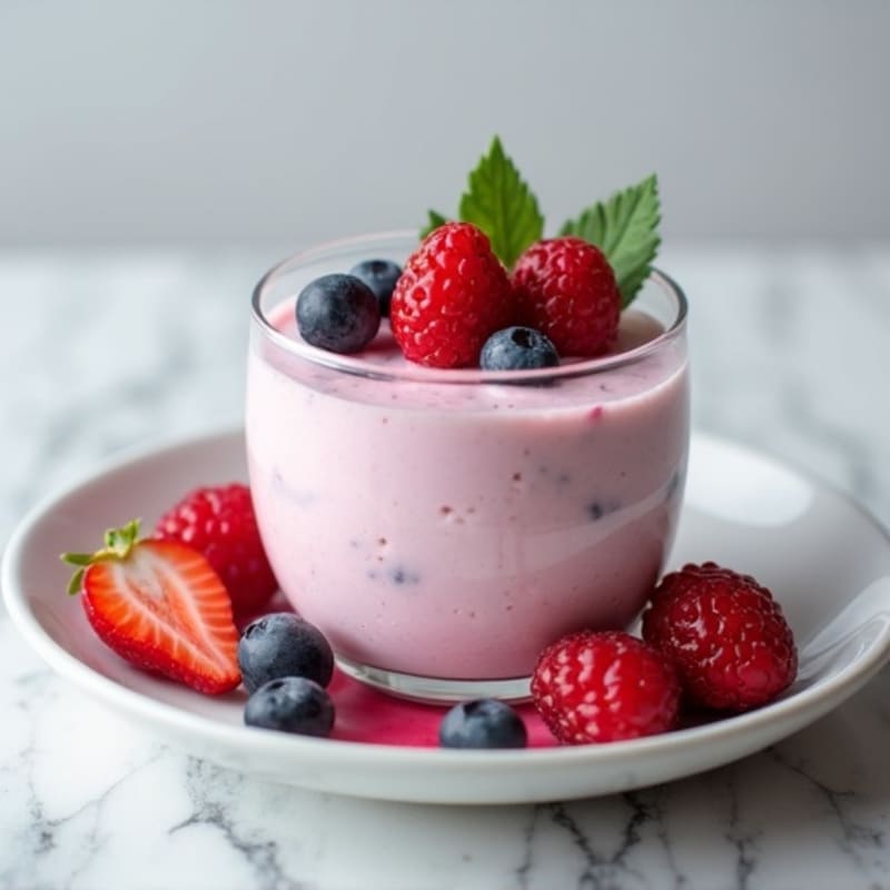 Greek Yogurt Protein Mousse with Mixed Berries