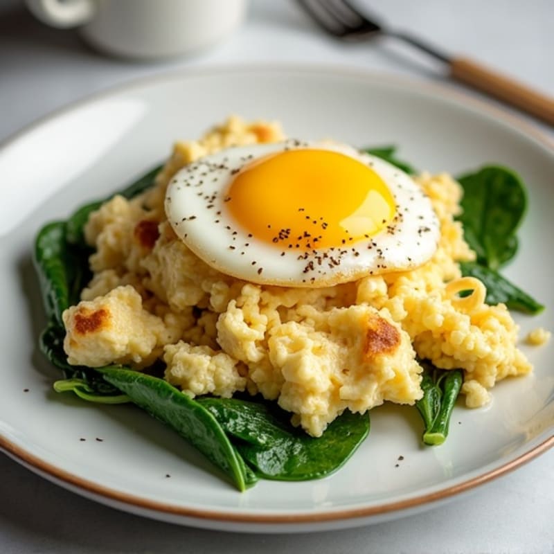 Egg White and Turkey Spinach Scramble