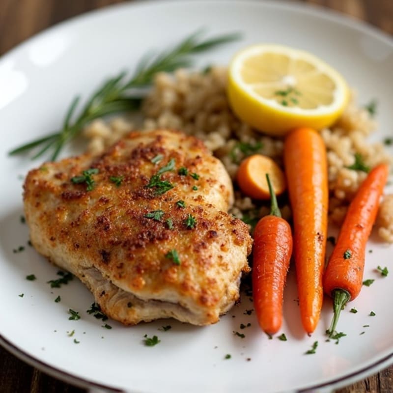 Crispy Lemon Herb Chicken Thighs with Roasted Root Vegetables