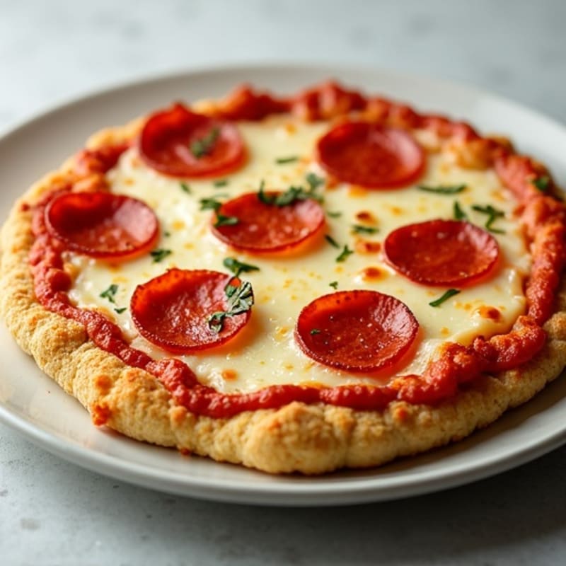Cauliflower-Crust Pizza with Turkey Pepperoni and Melted Mozzarella
