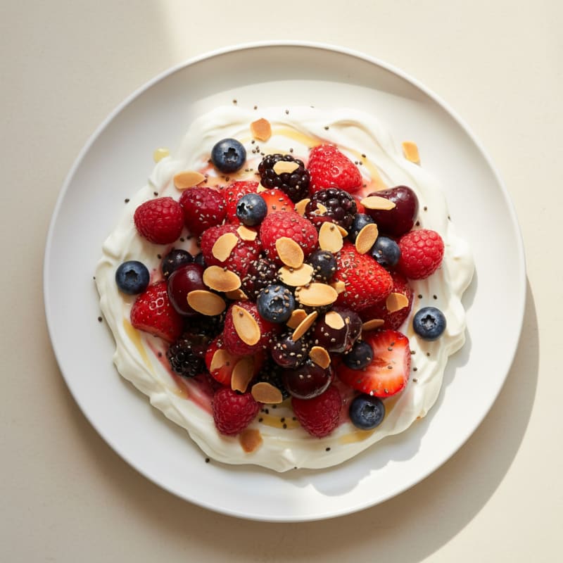 Silky Greek Yogurt Protein Pudding with Mixed Berries