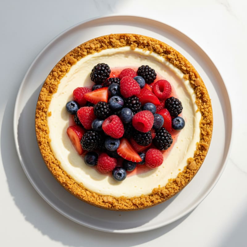 Greek Yogurt Protein Cheesecake with Fresh Berries