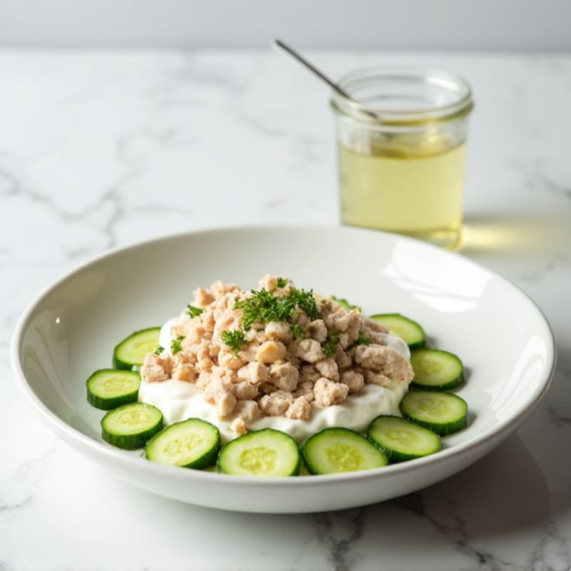 Greek Yogurt with Chopped Turkey and Cucumber