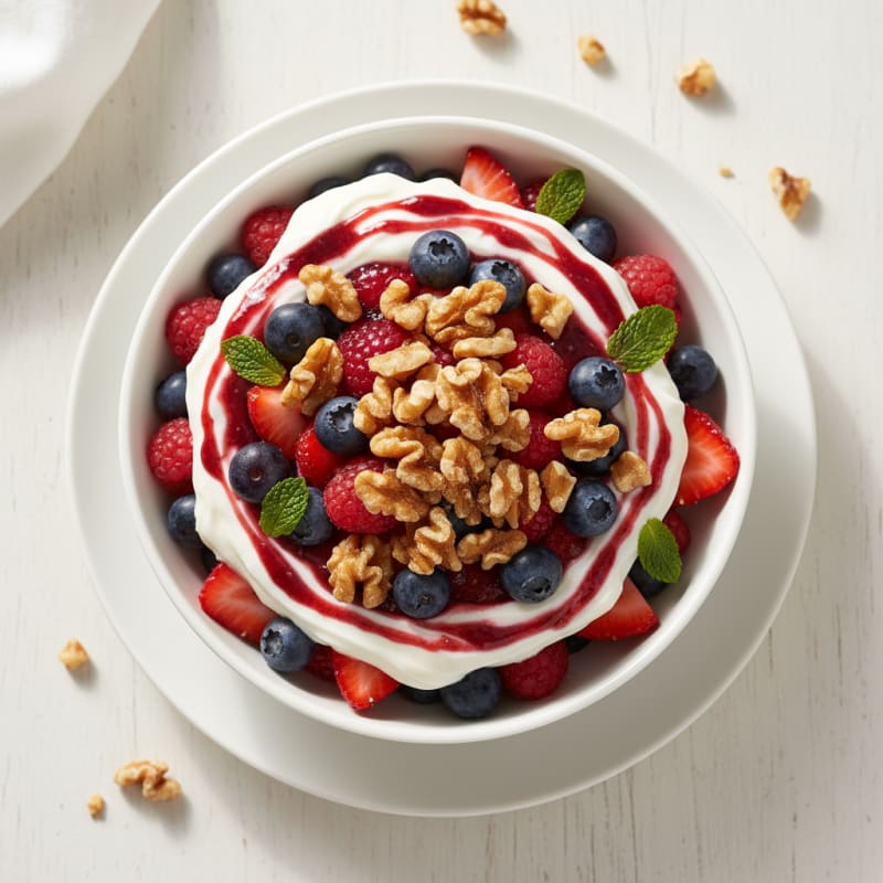 Vanilla Greek Yogurt Protein Parfait with Mixed Berries