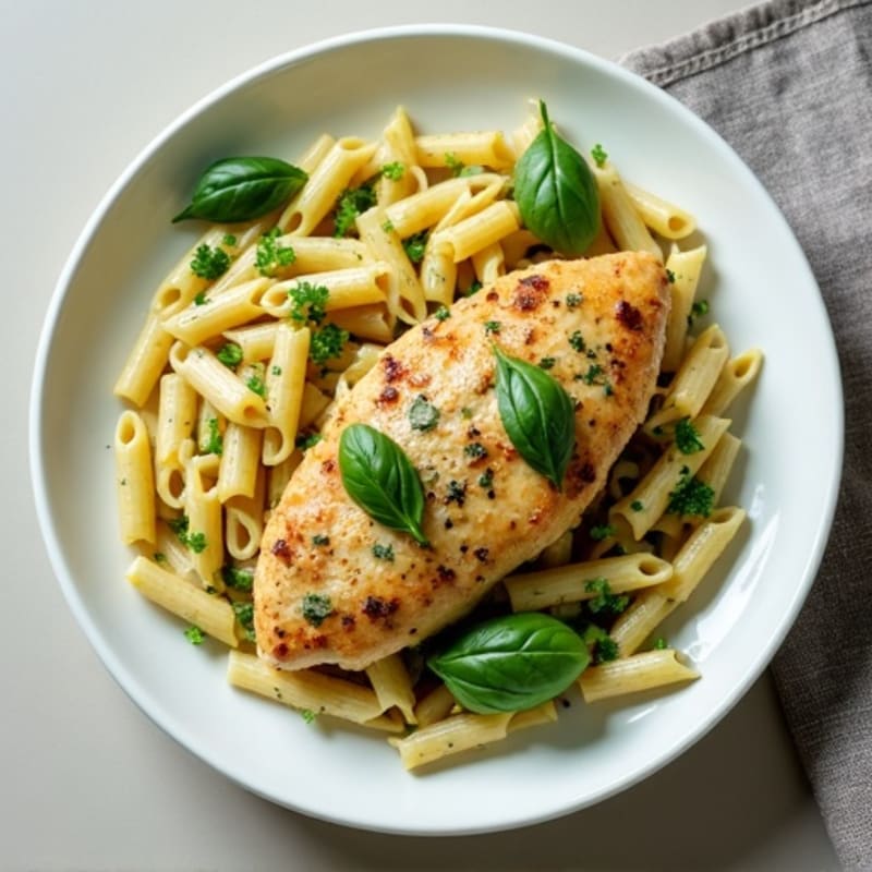 Creamy Pesto Chicken Pasta with Fresh Herbs