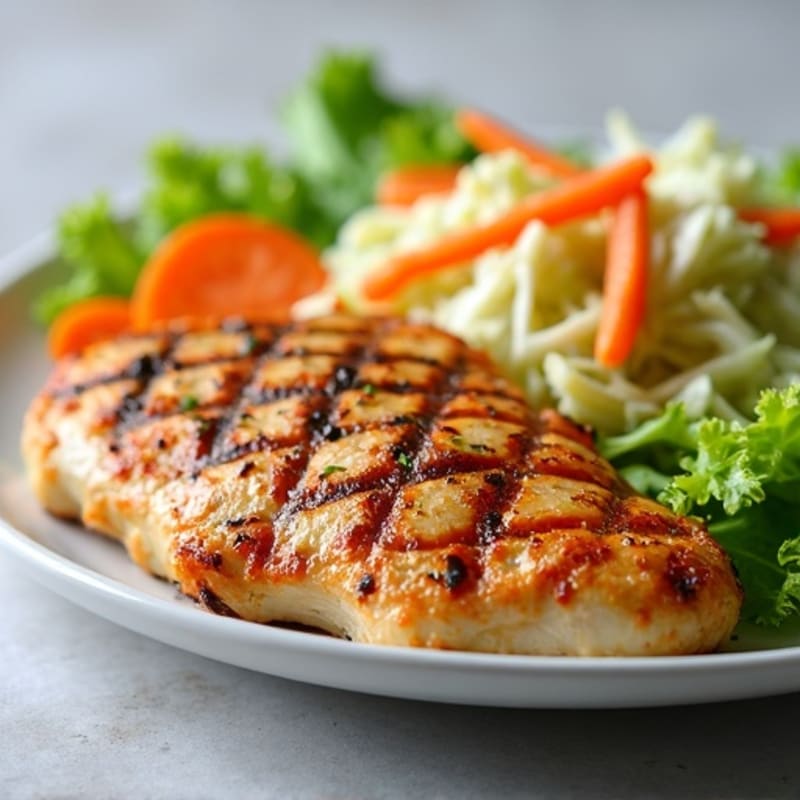 Grilled Chicken Breast with Crunchy Cabbage Slaw