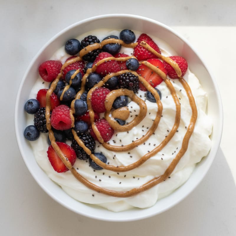 Silky Greek Yogurt Protein Pudding with Mixed Berries