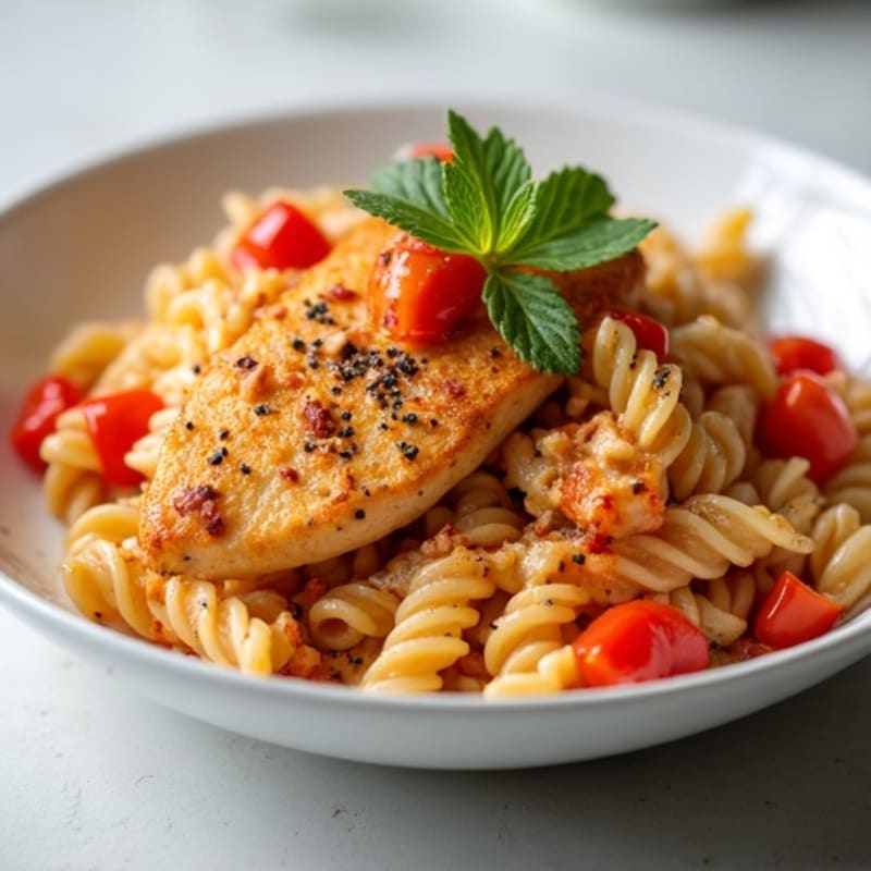 Creamy Spicy Garlic Chicken Pasta with Bell Peppers
